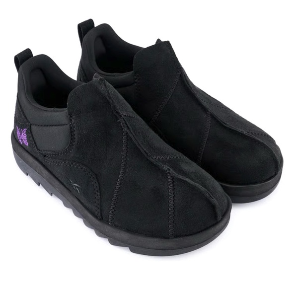 Reebok Shoes - Reebok Beatnik X Needles Black Moccasin with Embroidered Purple Butterfly NWOT